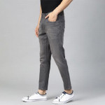 Men Charcoal Grey Skinny Fit Mid-Rise Clean Look Cropped Stretchable Jeans